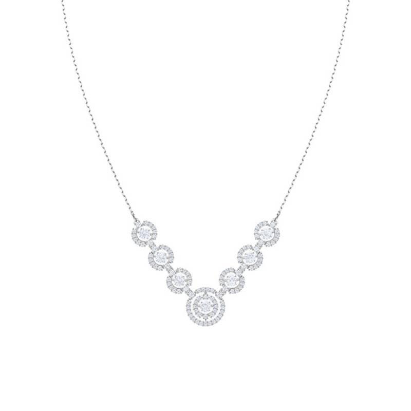 White Rhodium-Plated Metal Sparkling Dance Necklace, Length 38 cm - Swarovski