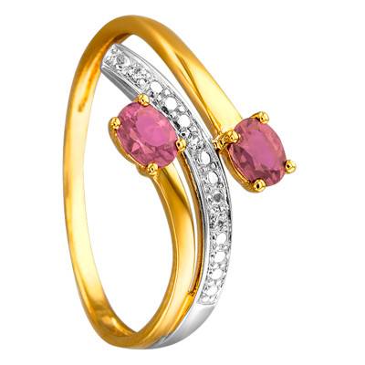 Two-Tone 750 Gold Engagement Ring with 0.015 ct Diamonds & 0.45 ct Ruby - Joelli