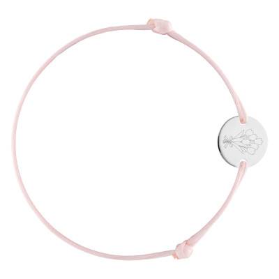 Bracelet Cordon Médaille Bouquet de Tulipes en Argent 925, Longueur Ajustable - Lumiosa