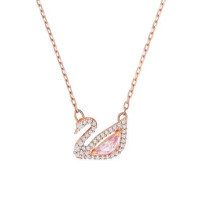 Rose Gold-Tone Metal & Crystal Dazzling Swan Necklace, Length 38 cm - 5469989 - Swarovski