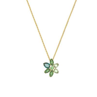 Collier Gema Fleur Métal Doré & Cristaux Verts 5658399, 36 à 41 cm - Swarovski