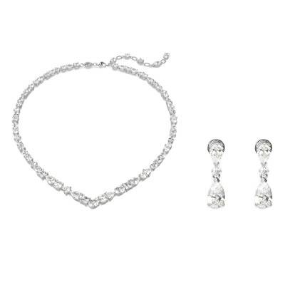 Rhodium-Plated Metal & White Crystal Mesmera Jewelry Set - 5674306 - Swarovski