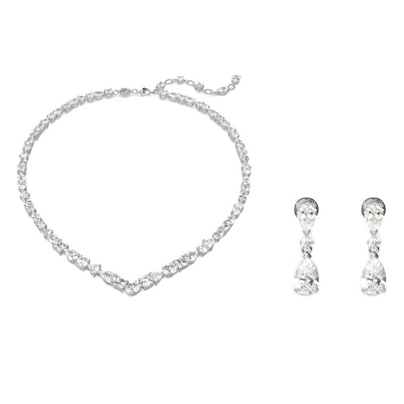 Rhodium-Plated Metal & White Crystal Mesmera Jewelry Set - 5674306 - Swarovski