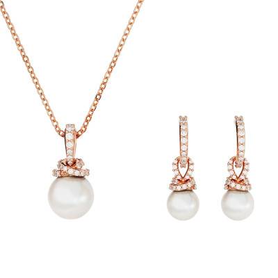 Parure Originally Métal Doré Rose, Perles & Cristaux Blancs - 5672835 - Swarovski