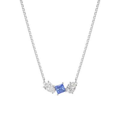 Collier Mesmera Métal Rhodié & Cristaux Bleus et Blancs, Longueur 38 à 45 cm - 5668276 - Swarovski