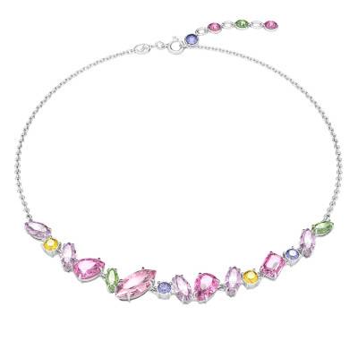 Gema Multicolor Rhodium-Plated Metal & Crystal Necklace, Length 38 cm to 42 cm - 5658398 - Swarovski