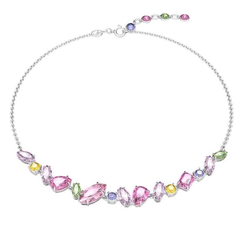 Gema Multicolor Rhodium-Plated Metal & Crystal Necklace, Length 38 cm to 42 cm - 5658398 - Swarovski