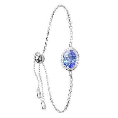 Bracelet Constella Métal Rhodié & Cristaux Bleus et Blancs, Longueur 24 cm - 5671895 - Swarovski
