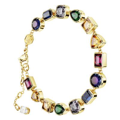Stilla Gold-Plated Metal & Multicolor Crystals Bracelet, Length 16.2 cm to 20.2 cm - 5662925 - Swarovski