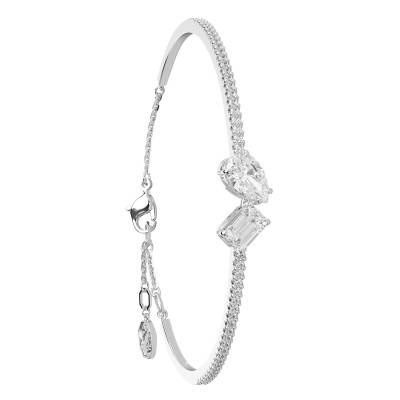 Bracelet Jonc Mesmera Métal Rhodié & Cristaux Blancs, Longueur 17 à 17,3 cm - 5667253 - Swarovski