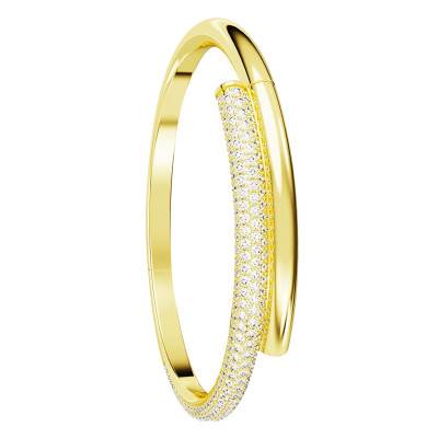 Dextera Gold-Tone Metal & White Crystals Bangle Bracelet, Diameter 56 mm - 5669498 - Swarovski