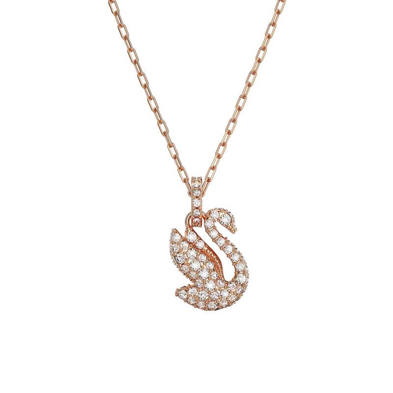 Swarovski Iconic Swan Rose Metal & Crystal Necklace, Adjustable 38 cm to 43 cm - 5647555 - Swarovski