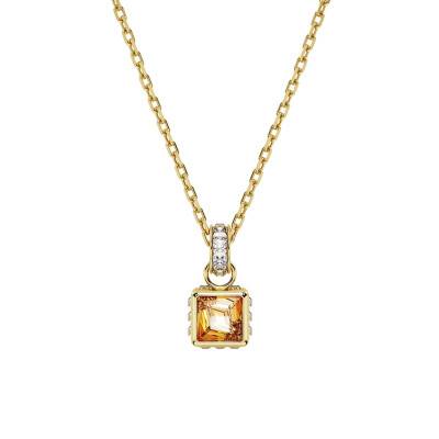 Collier Stilla Carré, Métal Doré & Cristaux Jaune - 5648749, 38 à 42 cm - Swarovski