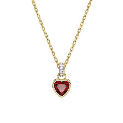 Swarovski Stilla Heart Gold Metal & Red and White Crystal Necklace, Adjustable 38 cm to 42 cm - 5648750 - Swarovski