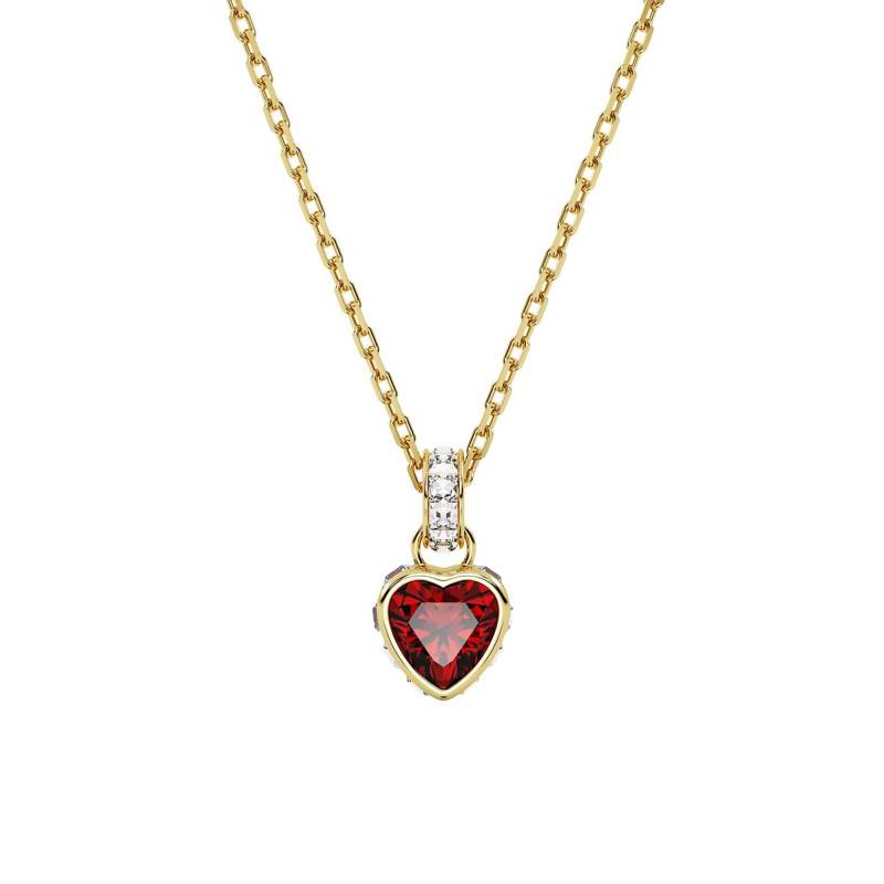 Swarovski Stilla Heart Gold Metal & Red and White Crystal Necklace, Adjustable 38 cm to 42 cm - 5648750 - Swarovski