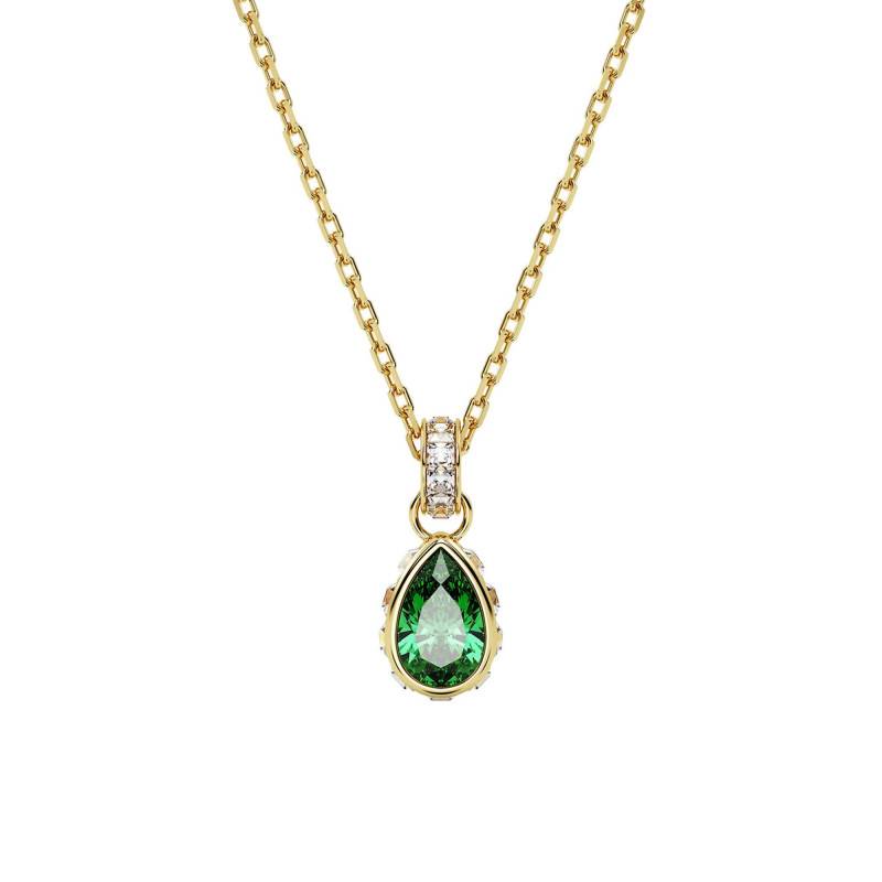 Swarovski Stilla Pear Gold Metal & Green Crystal Necklace, Adjustable 38 cm to 42 cm - 5648751 - Swarovski