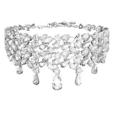Collier Ras de cou Mesmera en Métal Rhodié & Cristaux Blancs, 31 à 38 cm - 5661523 - Swarovski