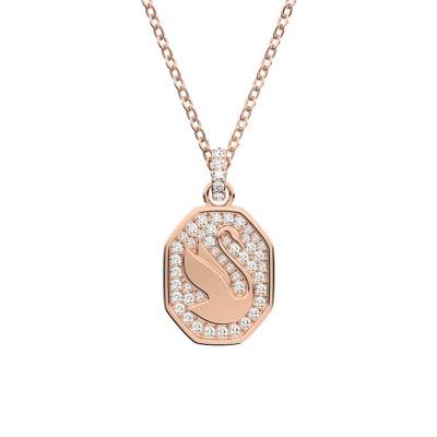 Rose Gold & Crystal Signum Necklace, Length 38 cm - 5621106 - Swarovski