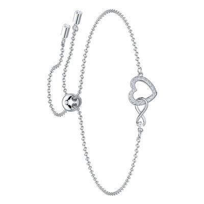 White Rhodium-Plated Metal Swarovski Infinity Heart Bracelet, Adjustable Length 24 cm - 5524421 - Swarovski