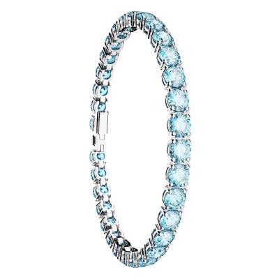 Matrix Rhodium-Plated Metal & Blue Crystal Tennis Bracelet, Length 15.5 cm to 19 cm - 5648927 - Swarovski