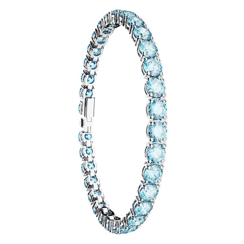 Matrix Rhodium-Plated Metal & Blue Crystal Tennis Bracelet, Length 15.5 cm to 19 cm - 5648927 - Swarovski