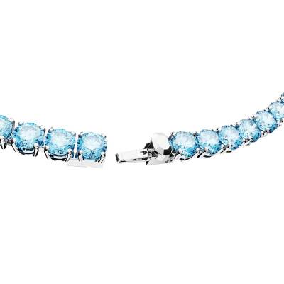 Bracelet Tennis Matrix, Métal Rhodié & Cristaux Bleus, Longueur 15,5 à 19 cm - 5648927 - Swarovski