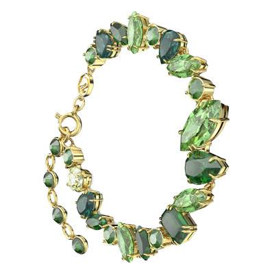 Gema Gold-Plated Metal & Green Crystal Bracelet, Length 16.5 cm to 19.5 cm - 5652822 - Swarovski