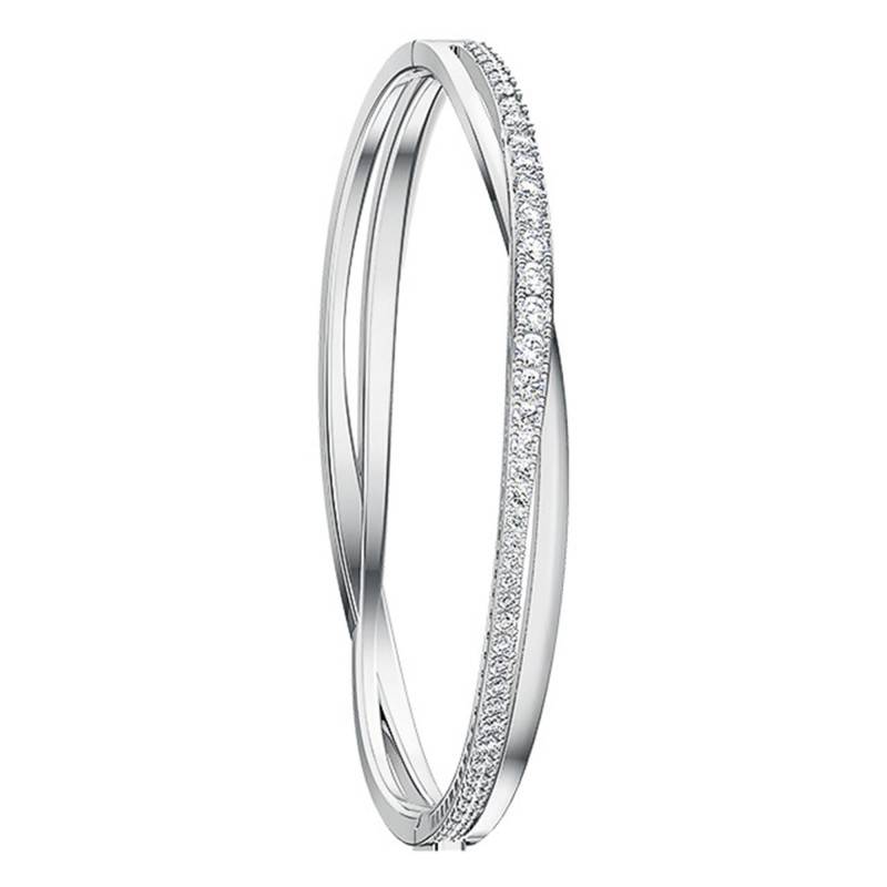Swarovski Twist Rows White Rhodium-Plated Metal Bracelet, Diameter 4.8 cm to 6.2 cm - Swarovski