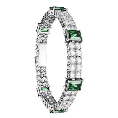 Bracelet Tennis Matrix Métal Rhodié & Cristaux Verts et Blancs, 17 cm ou 19 cm - 5666163 - Swarovski
