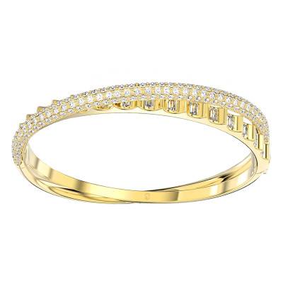 Jonc Rota, Métal Doré et Cristaux, Diamètre 4,8 à 6,2 cm - 5663234 - Swarovski