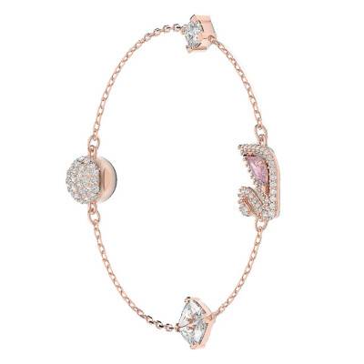 Rose Gold-Tone Metal & Crystal Dazzling Swan Bracelet, Length 18.5 cm - 5485877 - Swarovski
