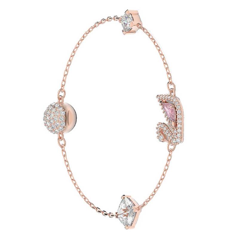 Rose Gold-Tone Metal & Crystal Dazzling Swan Bracelet, Length 18.5 cm - 5485877 - Swarovski