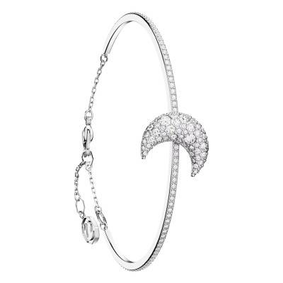 Bracelet Jonc Luna Métal Rhodié & Cristaux Blancs, Longueur 17 cm - 5666175 - Swarovski