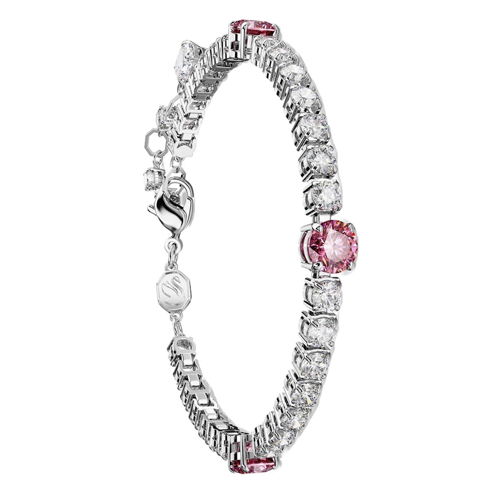 Bracelet Manchette Fantaisie M12 Strass Rose Et Blanc - Neuf Avec étiquettes