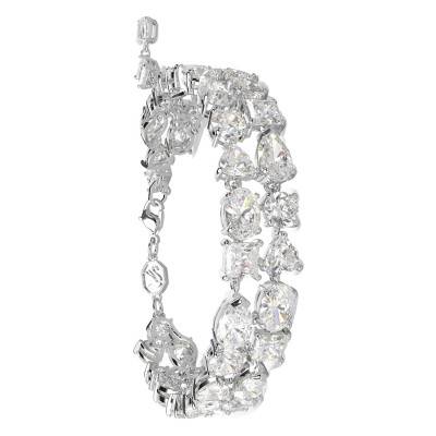 Rhodium-Plated Metal & White Crystal Mesmera Bracelet, Length 15,50 cm to 19,50 cm - 5669927 - Swarovski