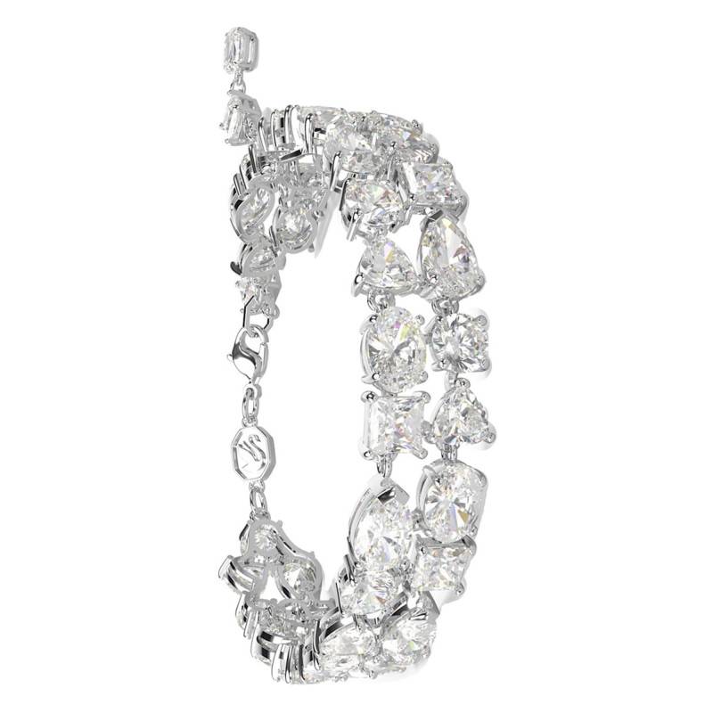 Rhodium-Plated Metal & White Crystal Mesmera Bracelet, Length 15,50 cm to 19,50 cm - 5669927 - Swarovski