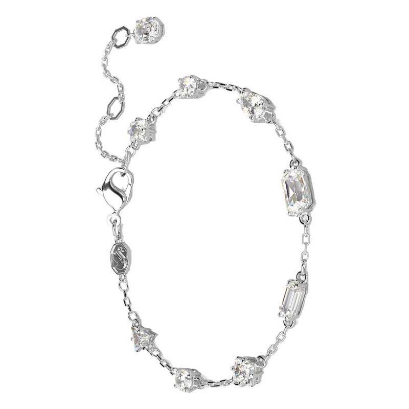 Rhodium-Plated Metal & White Crystal Mesmera Bracelet, Length 15 cm to 19,50 cm - 5661530 - Swarovski