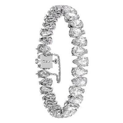 Bracelet Millenia poire Blanc, Métal rhodié & Cristaux, Longueur 16,5 à 17,5 cm - 5598350 - Swarovski