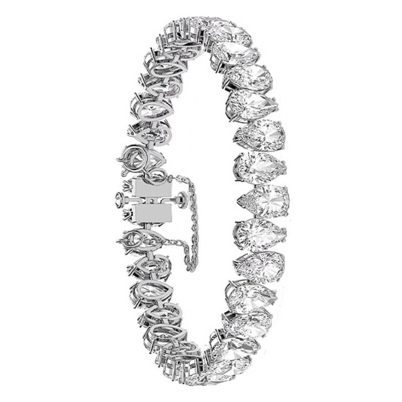 White Pear Rhodium-Plated Metal & Crystal Millenia Bracelet, Length 16.5 cm to 17.5 cm - 5598350 - Swarovski