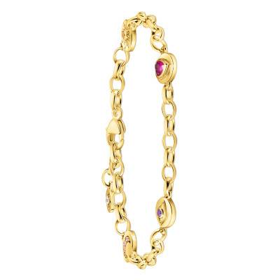 Bracelet Cosmic Amulets en Plaqué Or Jaune & Pierres Multicolores, Longueur 19 cm, Largeur 3,00 mm - A2138-995-7-L19v - Thomas Sabo