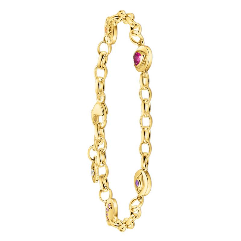 Yellow Gold-Plated Cosmic Amulets Bracelet with Multicolored Stones, 19 cm Length, 3 mm Width - Thomas Sabo A2138-995-7-L19v - Thomas Sabo