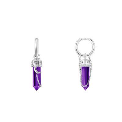 Cosmic Amulets Purple Hexagon 925 Silver Hoop Earrings - CR722-643-13 - Thomas Sabo