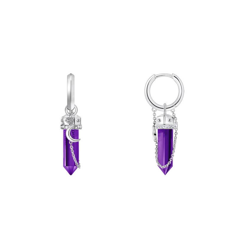 Cosmic Amulets Purple Hexagon 925 Silver Hoop Earrings - CR722-643-13 - Thomas Sabo