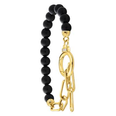 Bracelet Cosmic Amulets Onyx en Plaqué Or Jaune, 16 à 19 cm, Largeur 7,00 mm - A2134-177-11-L19v - Thomas Sabo