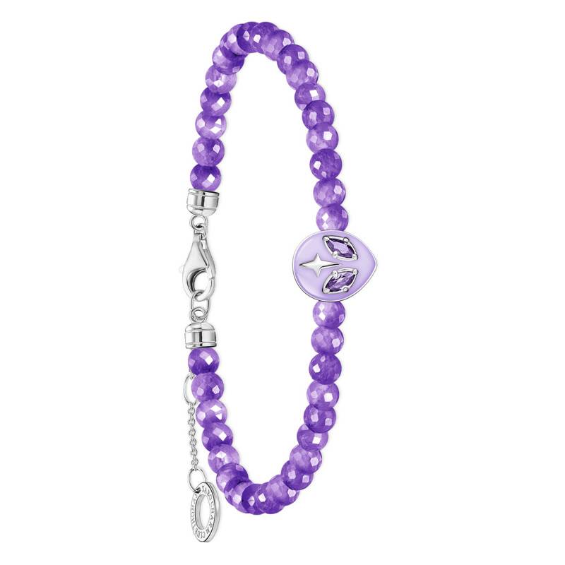925 Silver & Amethyst-Color Bead Charming As We Dream Bracelet, Length 16 cm to 19 cm, Width 9 mm - A2137-041-13-L - Thomas Sabo