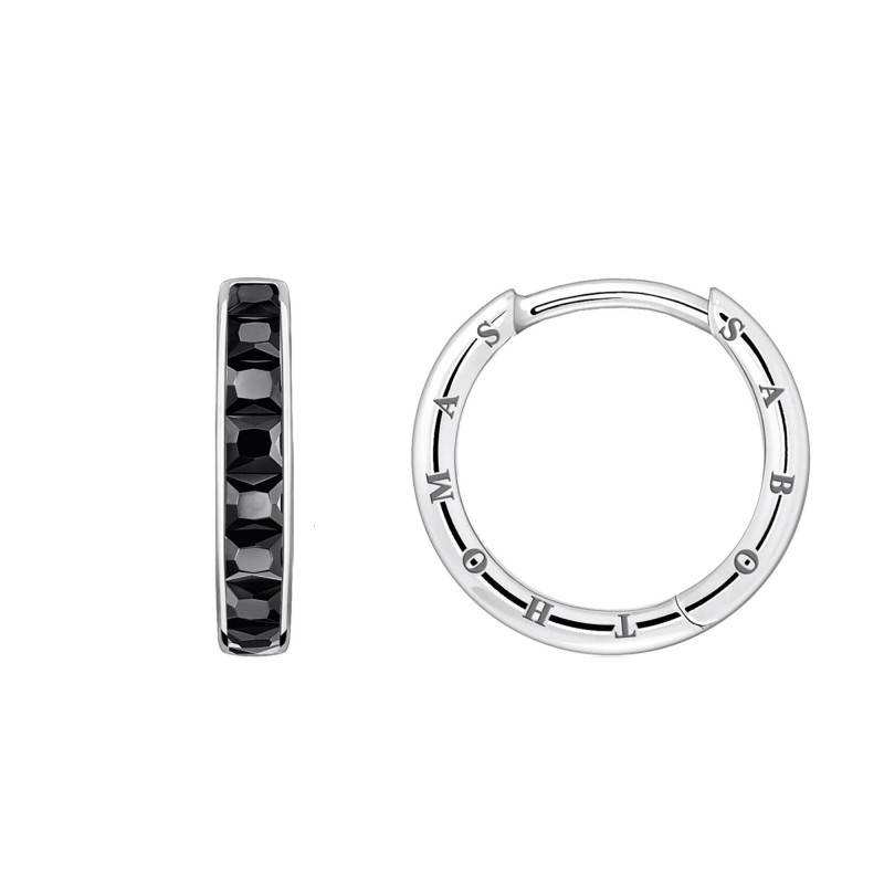 Silver & Black Stone Heritage Fine Hoop Earrings, 20 mm Diameter - CR668-643-11 - Thomas Sabo
