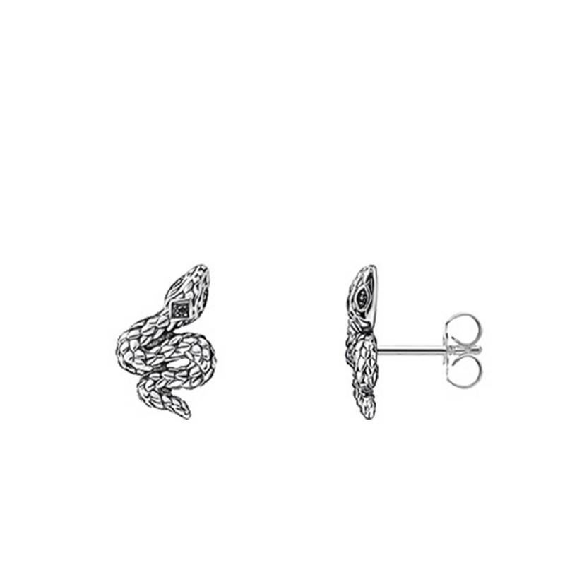 Blackened 925 Silver Snake Stud Earrings - H2261-643-11 - Thomas Sabo