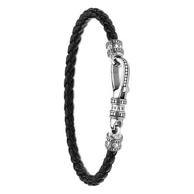 Leather Carabiner Bracelet, Length 17cm to 19cm - A1931-682-11 - Thomas Sabo