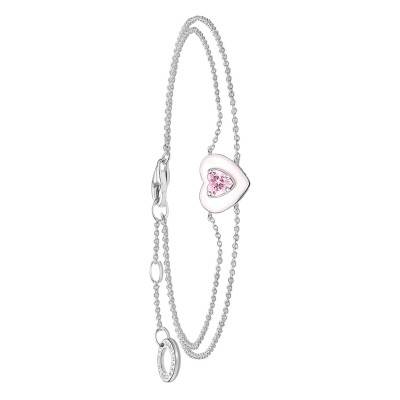 925 Silver Charming Pop Pink Heart Stone Bracelet, Length 16 to 19 cm, Width 1 mm - A2091-041-9 - Thomas Sabo