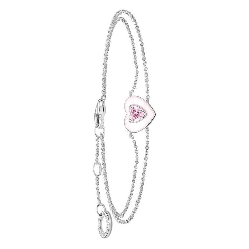 925 Silver Charming Pop Pink Heart Stone Bracelet, Length 16 to 19 cm, Width 1 mm - A2091-041-9 - Thomas Sabo